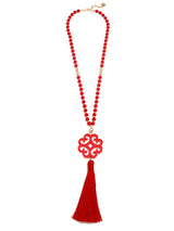 Jade Pendant Tassel Necklace by ZENZII