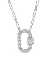 Pave CZ Carabiner Lock Necklace by Sterling Forever