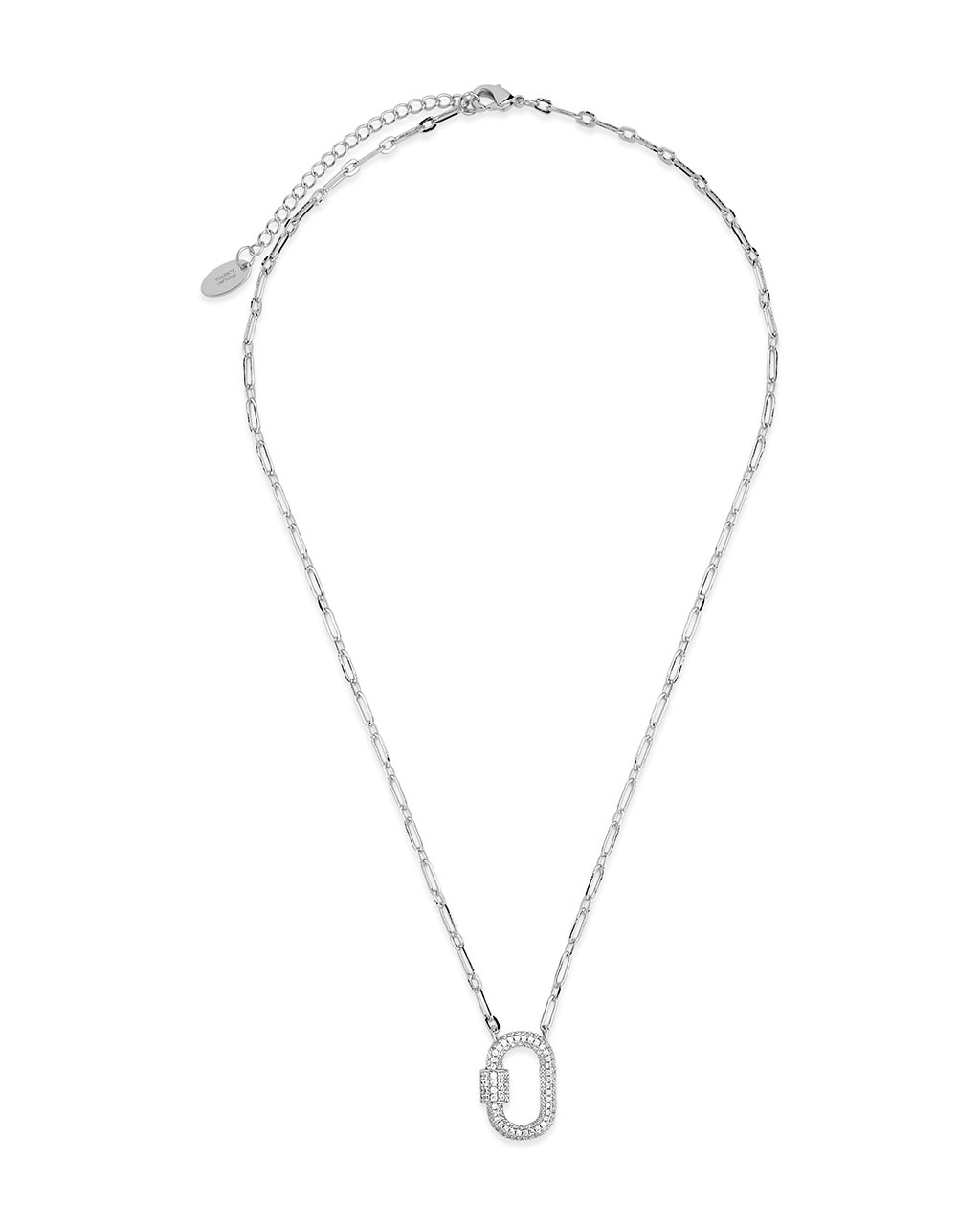 Pave CZ Carabiner Lock Necklace by Sterling Forever