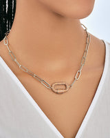 Pave CZ Carabiner Linked Lock Necklace by Sterling Forever