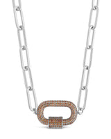 Pave CZ Carabiner Linked Lock Necklace by Sterling Forever