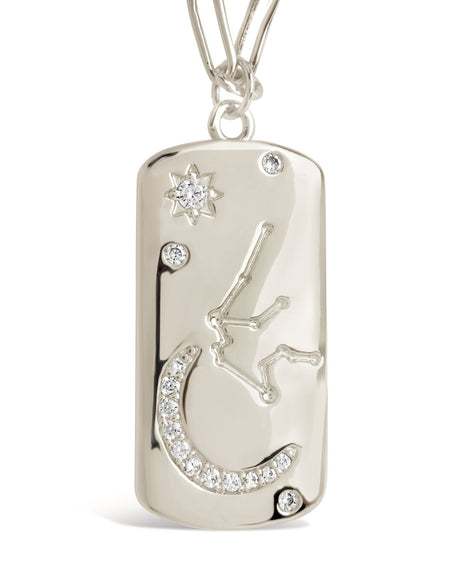 CZ Constellation Dog Tag Pendant Necklace by Sterling Forever