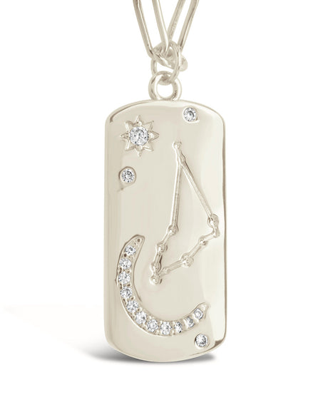 CZ Constellation Dog Tag Pendant Necklace by Sterling Forever