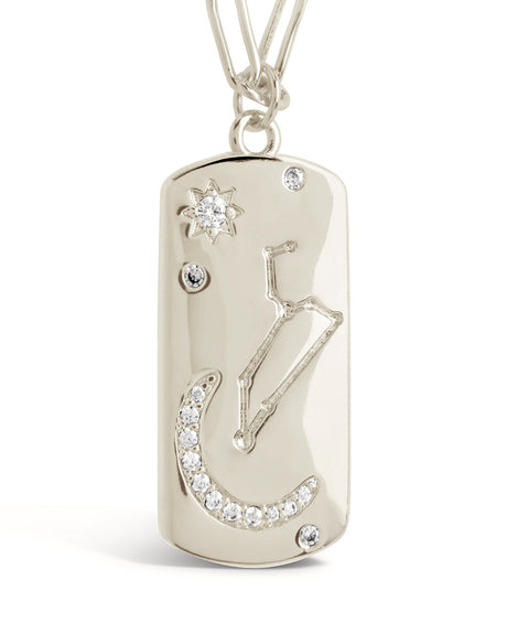 CZ Constellation Dog Tag Pendant Necklace by Sterling Forever