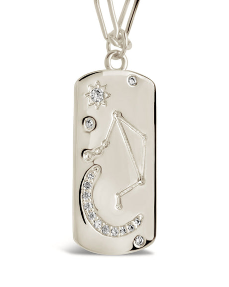 CZ Constellation Dog Tag Pendant Necklace by Sterling Forever