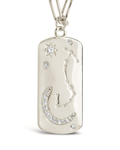 CZ Constellation Dog Tag Pendant Necklace by Sterling Forever