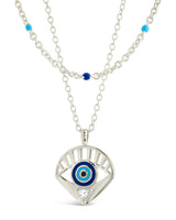 Alessandra CZ & Enamel Evil Eye Layered Necklace by Sterling Forever