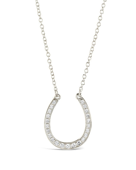 CZ Horseshoe Pendant Necklace by Sterling Forever