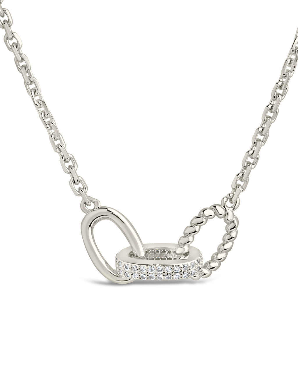 Journi CZ Interlocking Chain Pendant Necklace by Sterling Forever