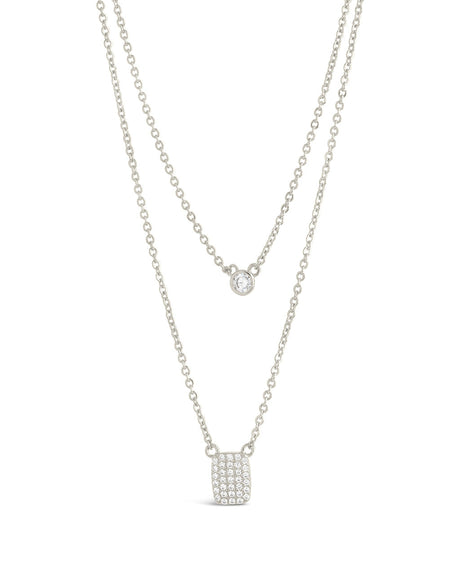 Bezel & CZ Tag Layered Necklace by Sterling Forever