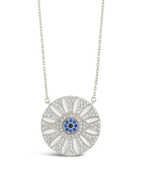 CZ Evil Eye & Enamel Petal Pendant Necklace by Sterling Forever