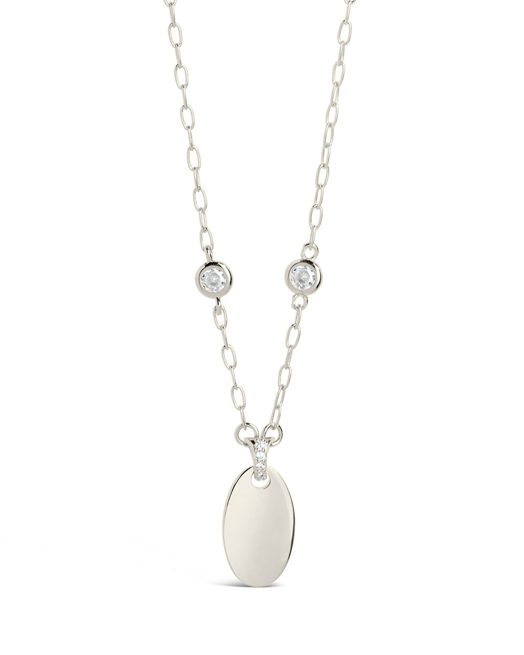 Leota Stationed CZ & Oval Pendant Necklace by Sterling Forever