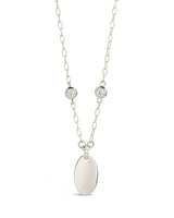 Leota Stationed CZ & Oval Pendant Necklace by Sterling Forever