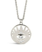 Mahana CZ Evil Eye Disk Necklace by Sterling Forever