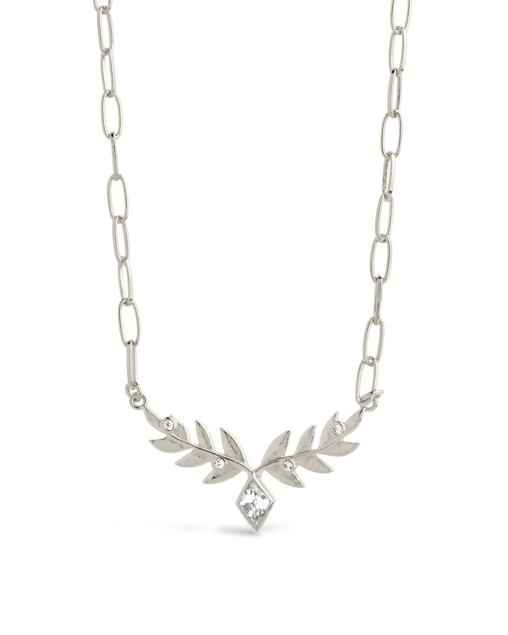 Sicily CZ Leaf Necklace by Sterling Forever