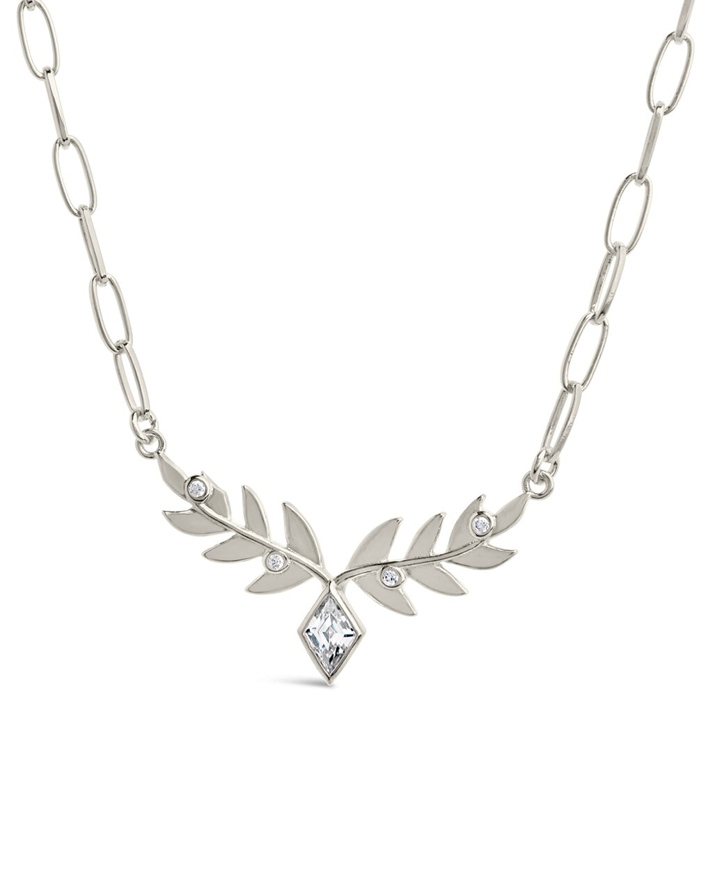 Sicily CZ Leaf Necklace by Sterling Forever