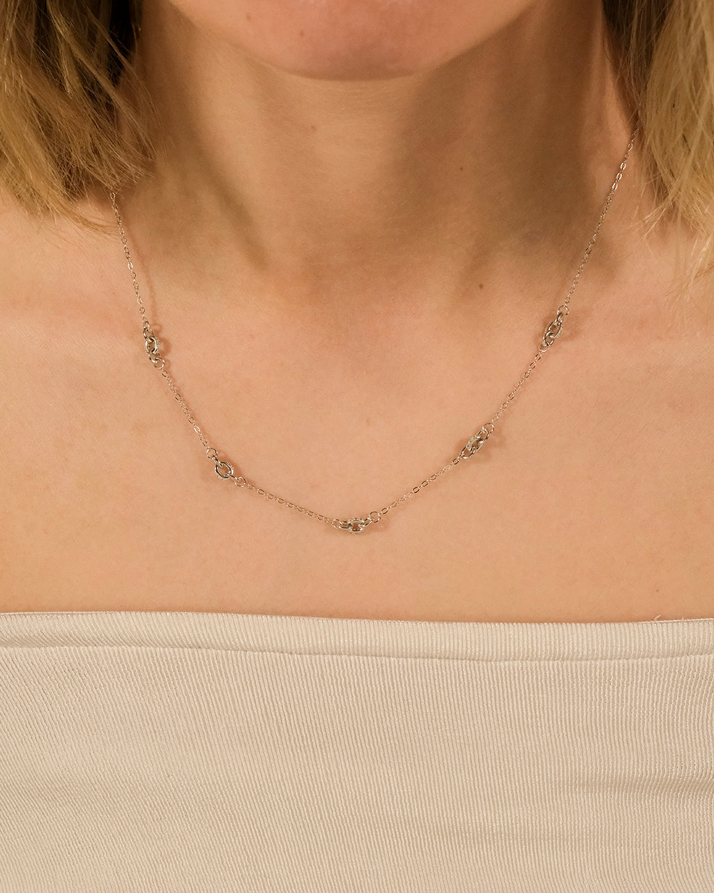 Sterling Silver Delicate Knot Station Necklace by Sterling Forever