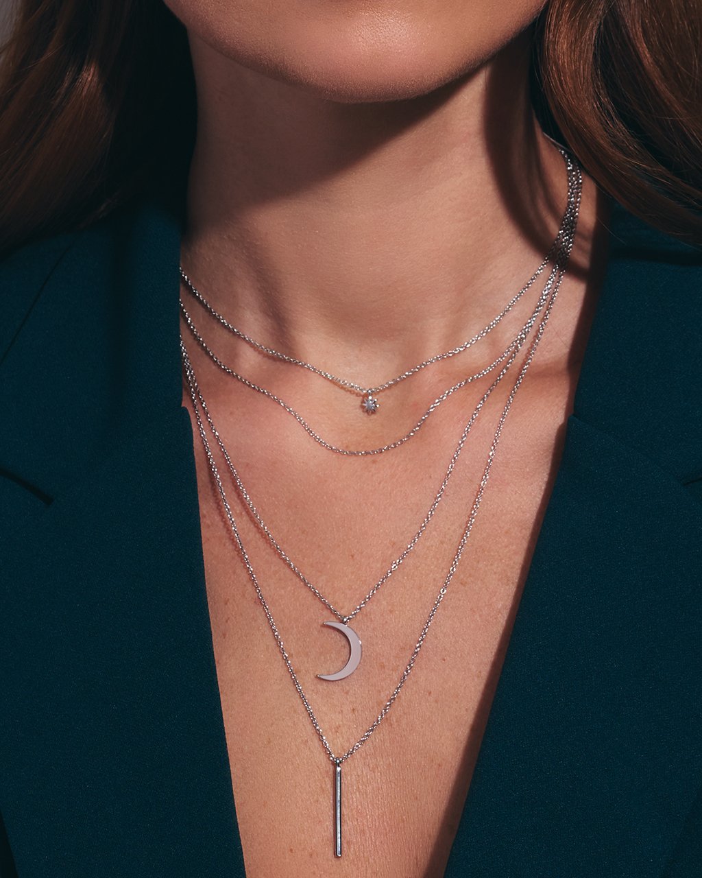 Crescent & Bar Multi Layer Necklace by Sterling Forever