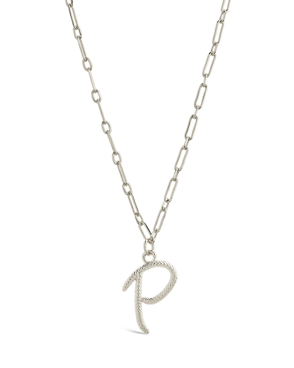 Textured Initial Charm Pendant Necklace by Sterling Forever