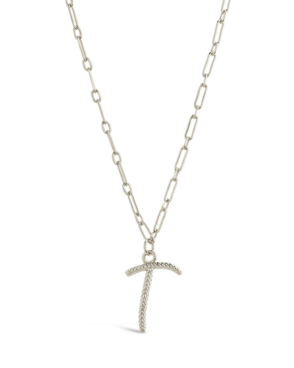 Textured Initial Charm Pendant Necklace by Sterling Forever