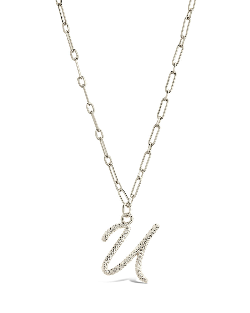 Textured Initial Charm Pendant Necklace by Sterling Forever