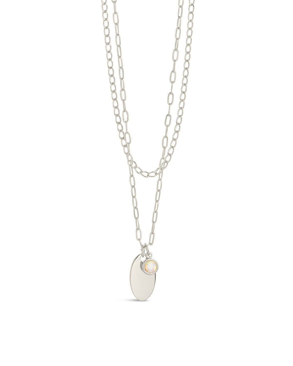 Isla Bezel Opal & Chain Layered Necklace by Sterling Forever