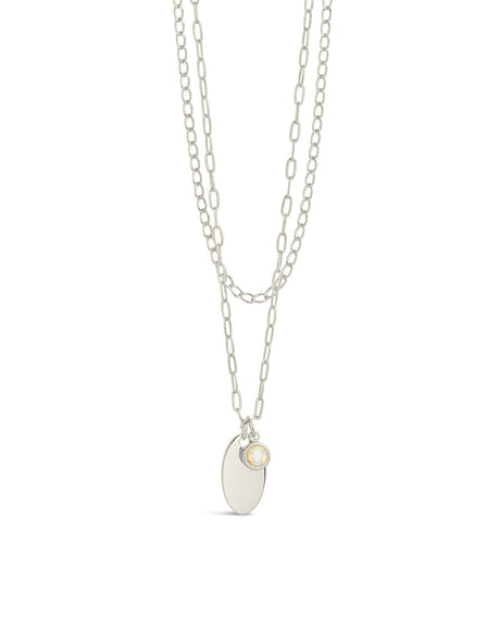 Isla Bezel Opal & Chain Layered Necklace by Sterling Forever