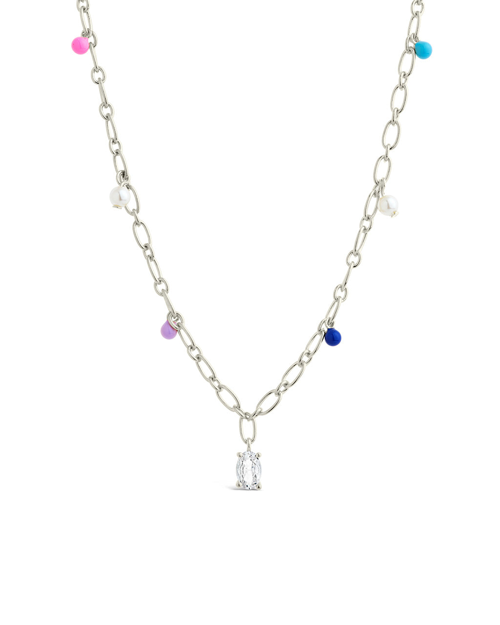 Ula CZ & Enamel Charm Necklace by Sterling Forever