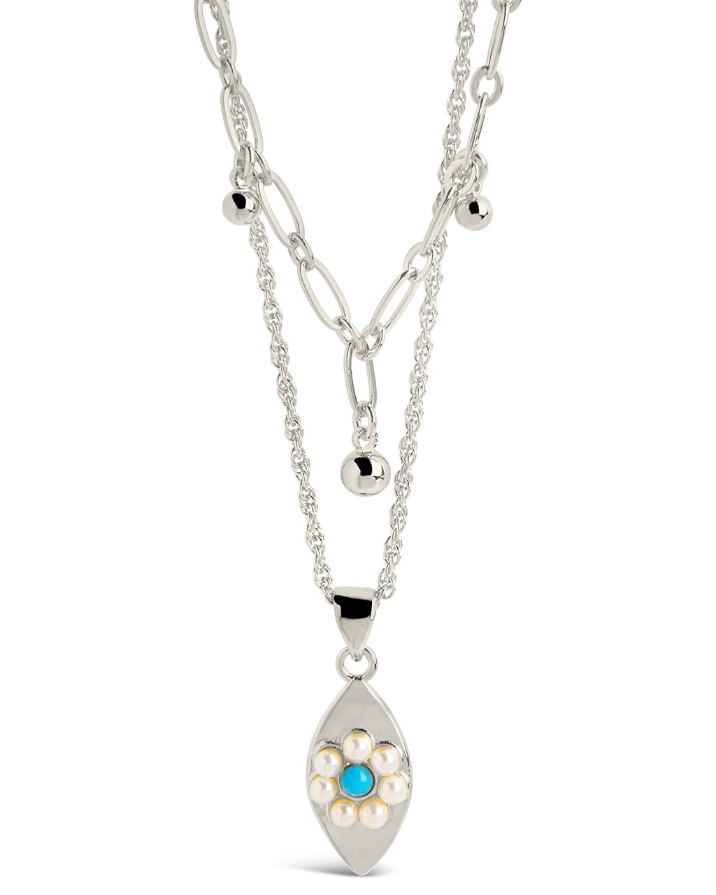 Varuna Turquoise Evil Eye Charm & Chain Layered Necklace by Sterling Forever