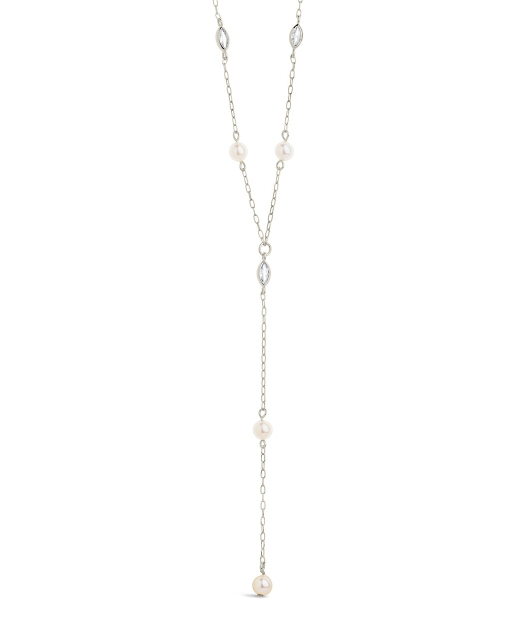 Tyra CZ & Pearl Lariat Necklace by Sterling Forever