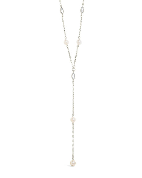 Tyra CZ & Pearl Lariat Necklace by Sterling Forever