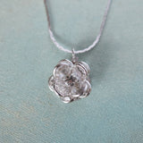 Vintage Flower Pendant Smokey Crystals 18k White Gold Silver N596 by PVD Vintage Jewelry