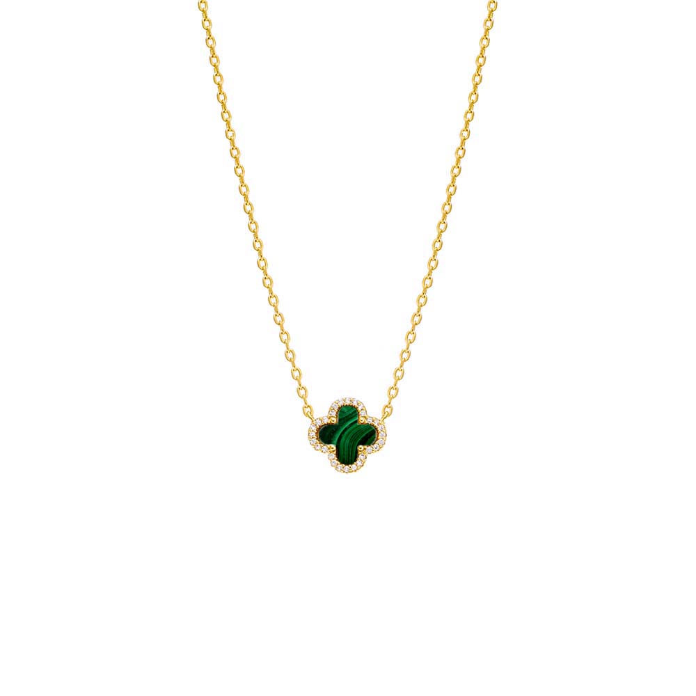 Pave Outlined Four Leaf Clover Necklace by By Adina Eden