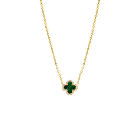 Pave Outlined Four Leaf Clover Necklace by By Adina Eden