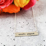 NASTY WOMAN Feminist Bar Necklace by Salt and Sparkle