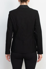 Zac & Rachel notched collar long sleeve one button closure stretch crepe blazer by Curated Brands