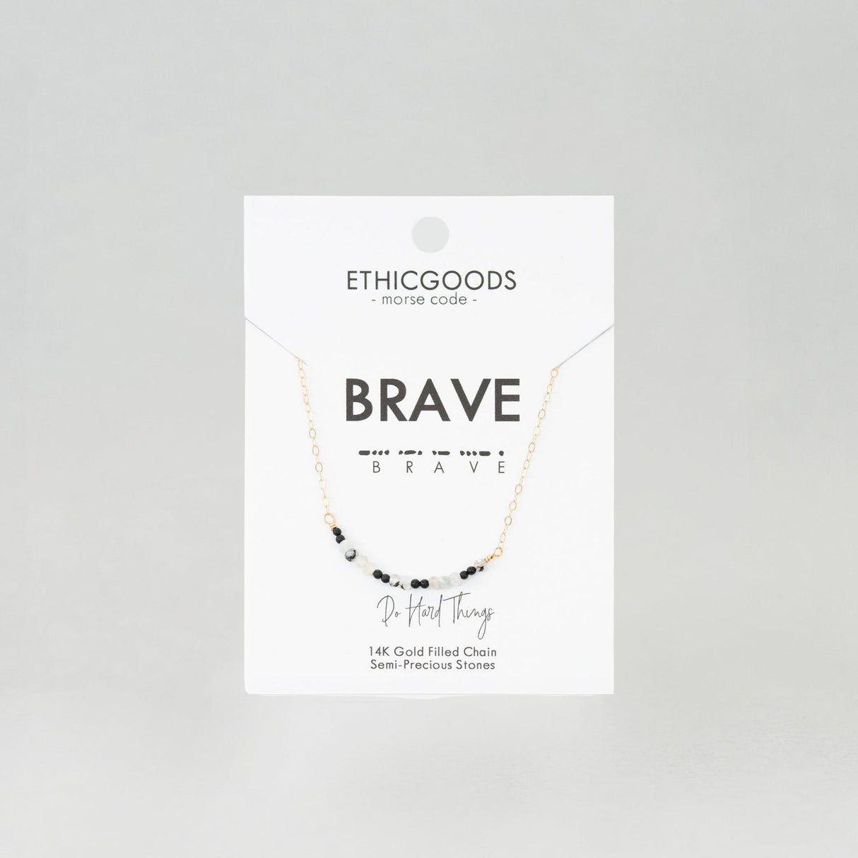 Morse Code Dainty Stone Necklace // Brave by ETHICGOODS