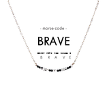 Morse Code Dainty Stone Necklace // Brave by ETHICGOODS