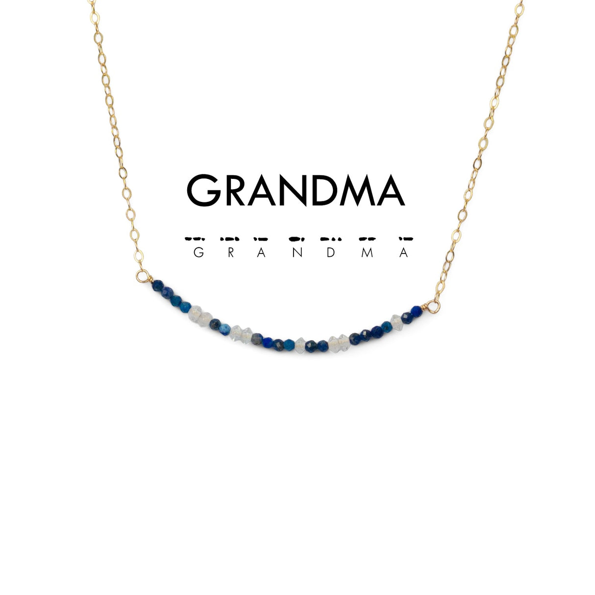 Morse Code Dainty Stone Necklace // Grandma by ETHICGOODS