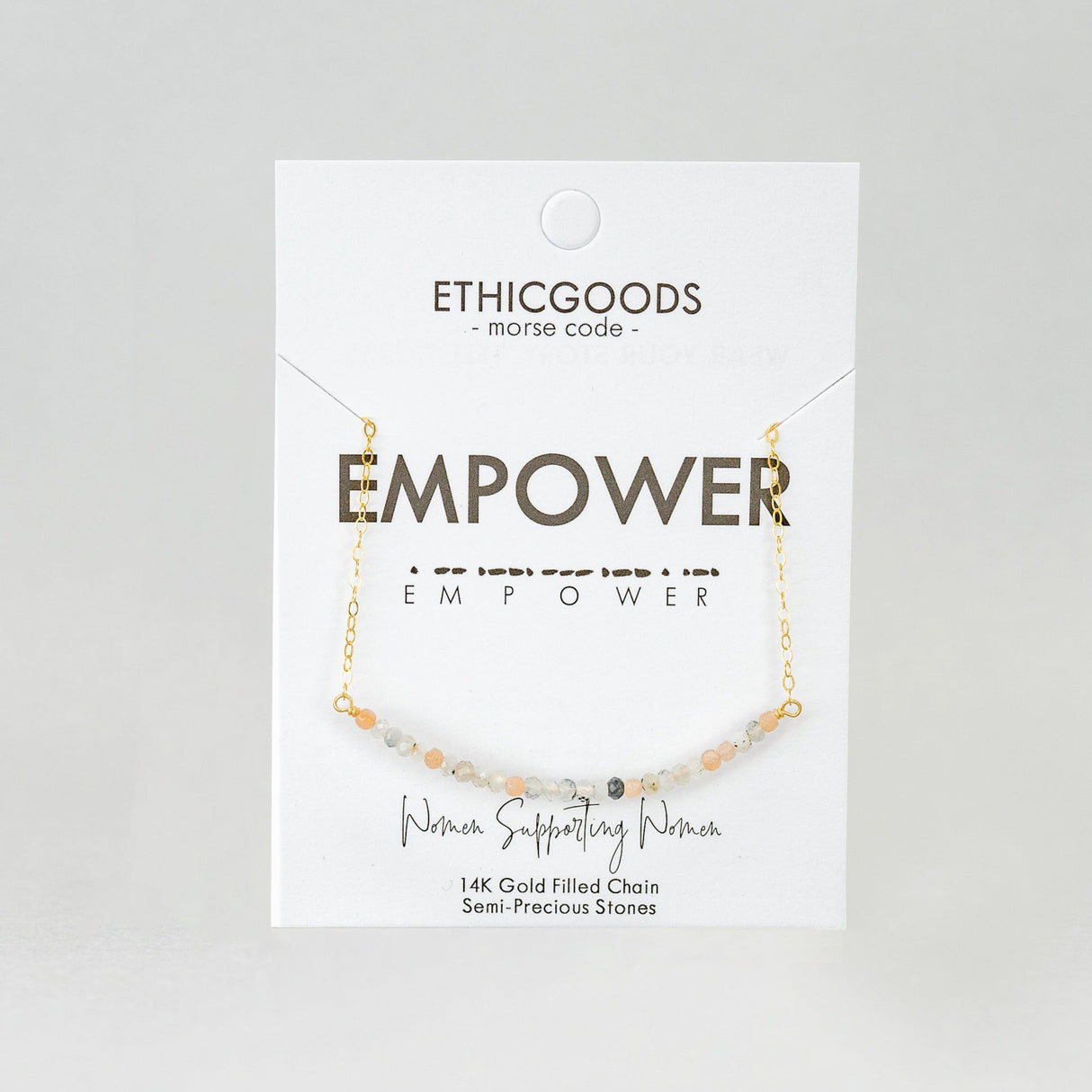 Morse Code Dainty Stone Necklace // Empower by ETHICGOODS