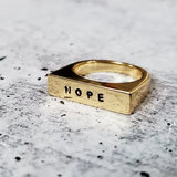 NOPE Gold Plated Flat Top Ring by Salt and Sparkle