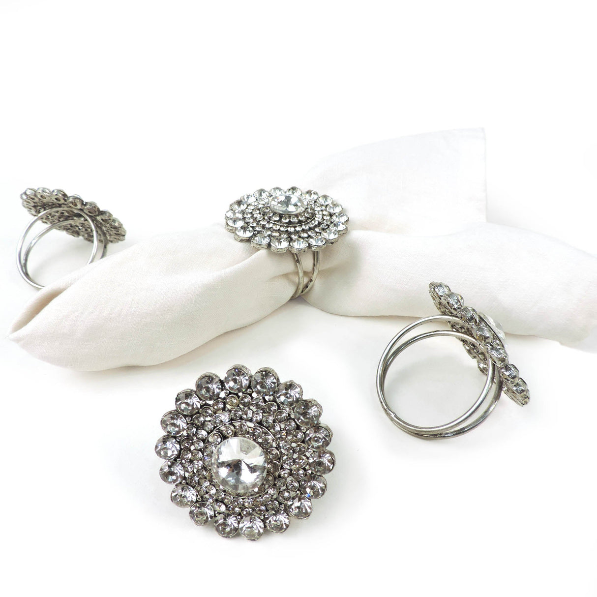 Majestic Napkin Ring in Silver, Set of 4 by Trunkin