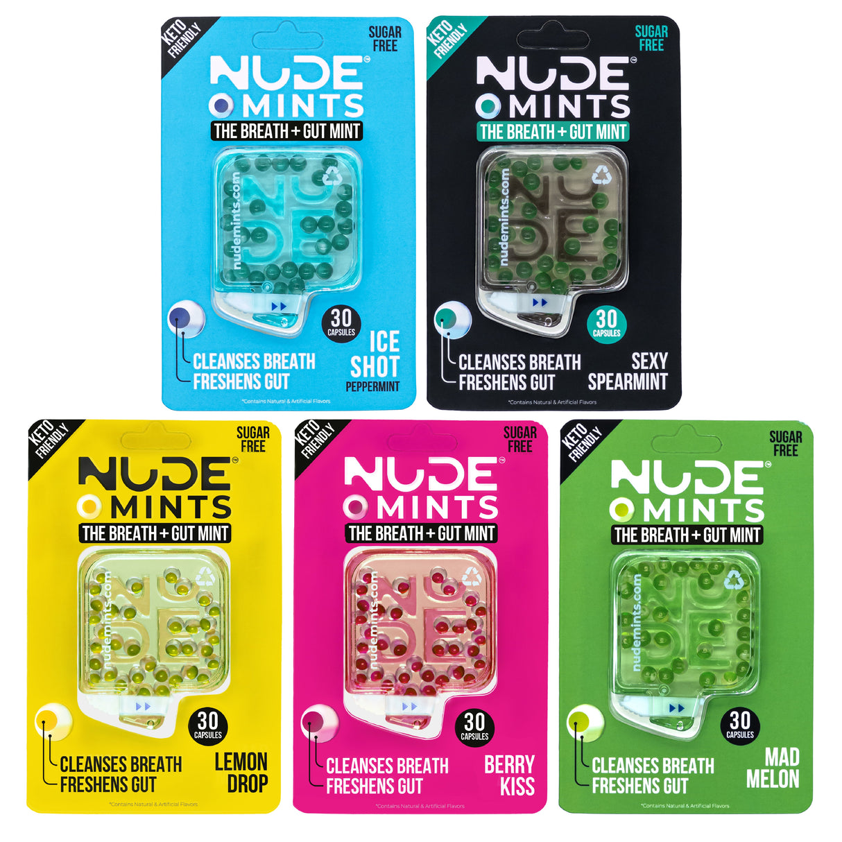 Dual Action Liquid Mint Capsules - Variety Pack (All Flavors) by NUDE MINTS