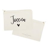 Personalized Name Heart Cosmetic Bag and Travel Make Up Pouch by The Cotton & Canvas Co.