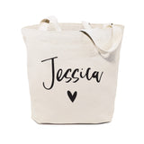 Personalized Heart Name Cotton Canvas Tote Bag by The Cotton & Canvas Co.