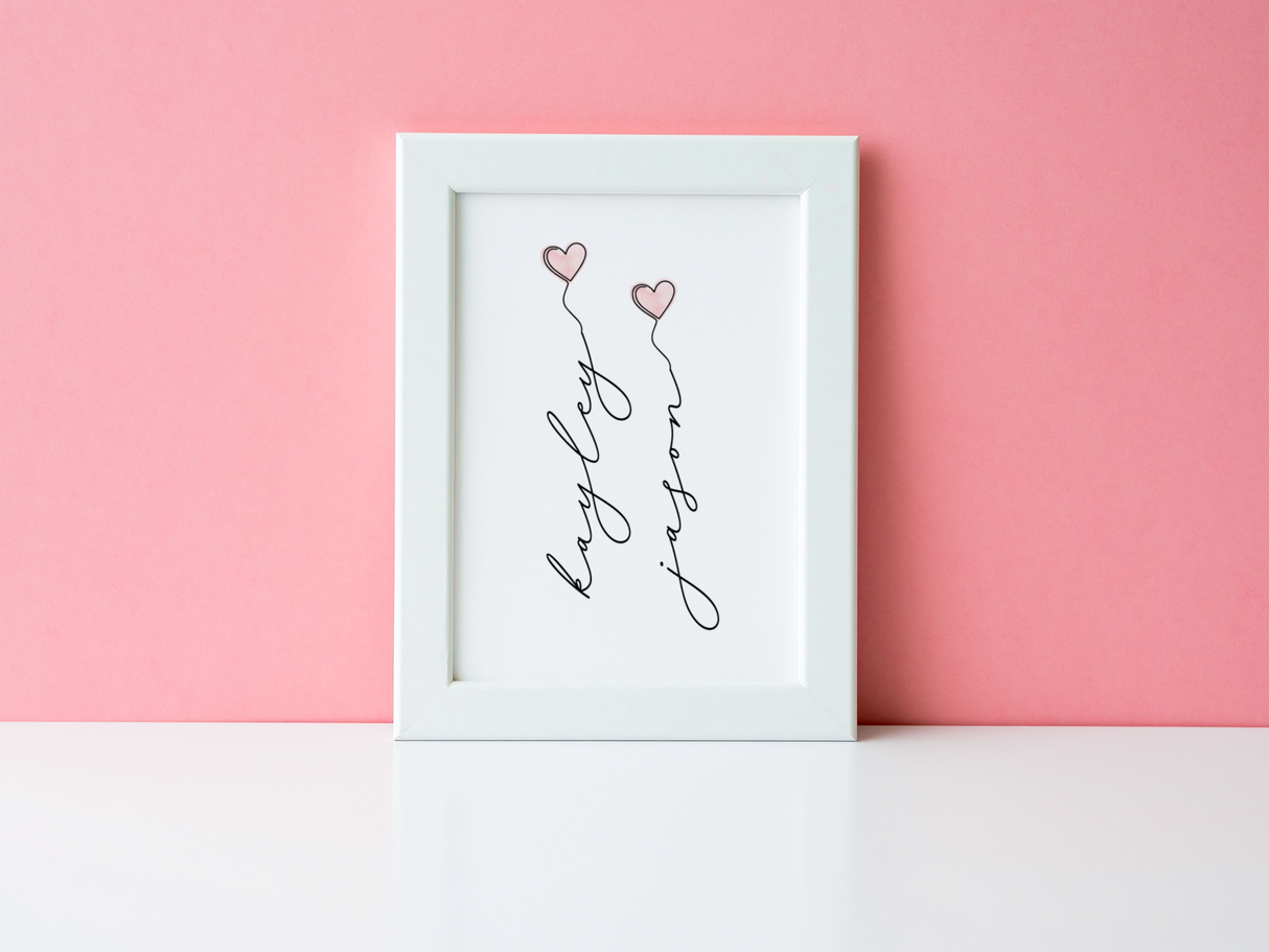 Names With Hearts Valentine's Day Home Wall Decor Print by WinsterCreations™ Official Store