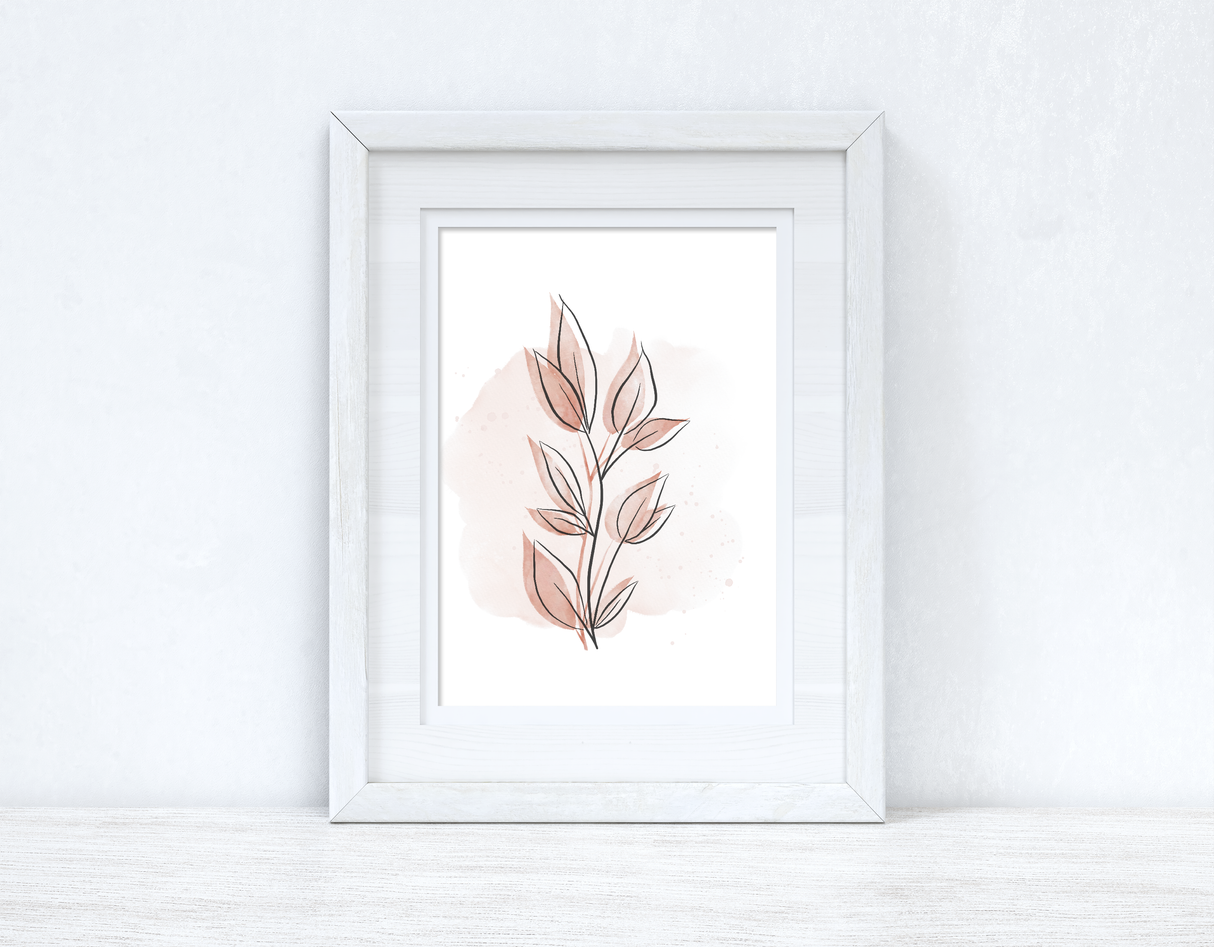 Natural Peaches Watercolour Leaves 3 Bedroom Home Wall Decor Print by WinsterCreations™ Official Store