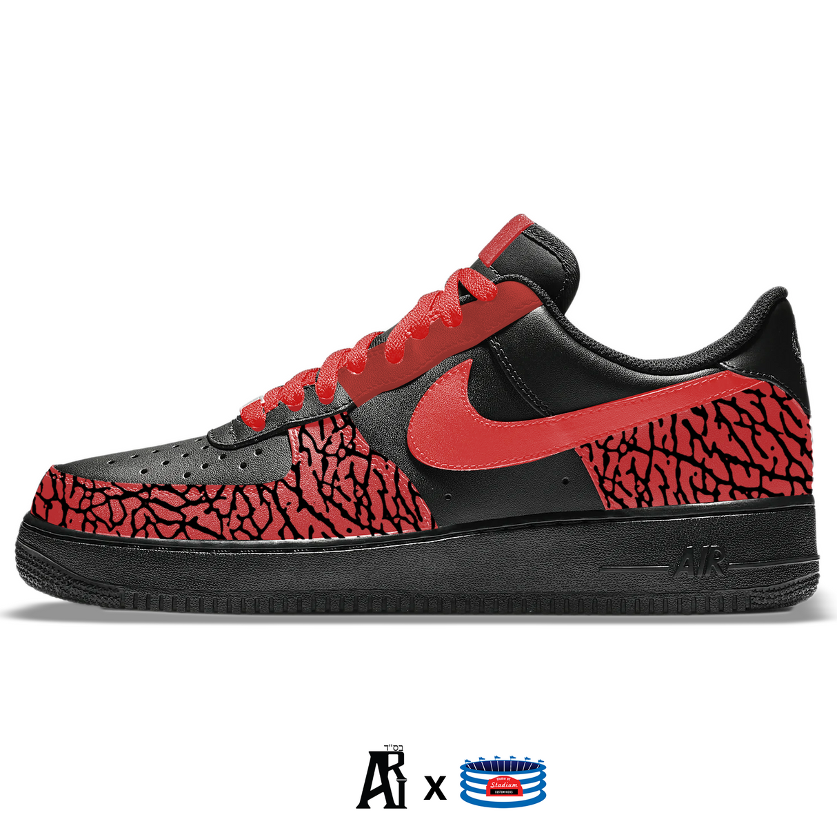 "Red Cement" Nike Air Force 1 Low Shoes by Stadium Custom Kicks