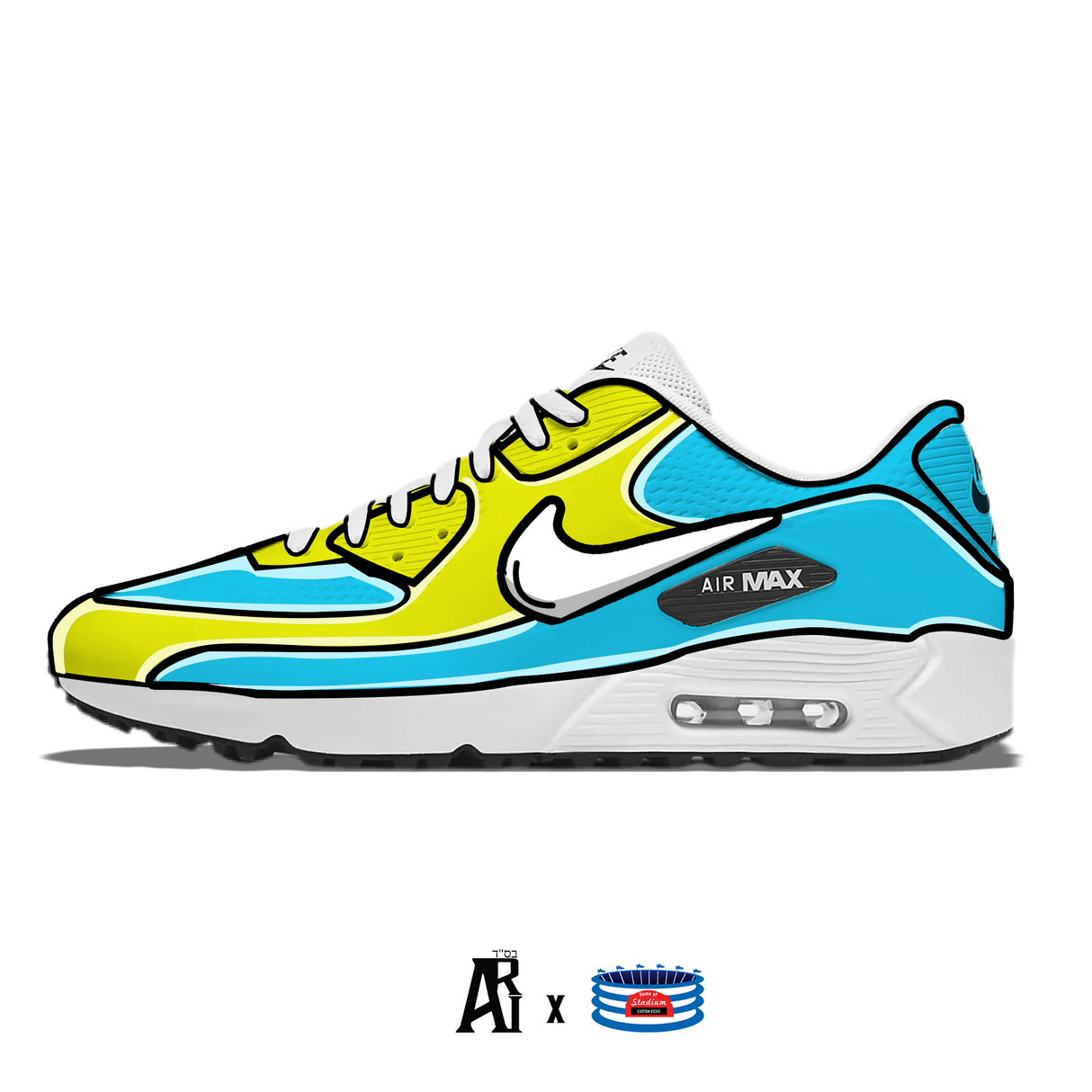 "Cartoon" Nike Air Max 90 G Golf Shoes by Stadium Custom Kicks