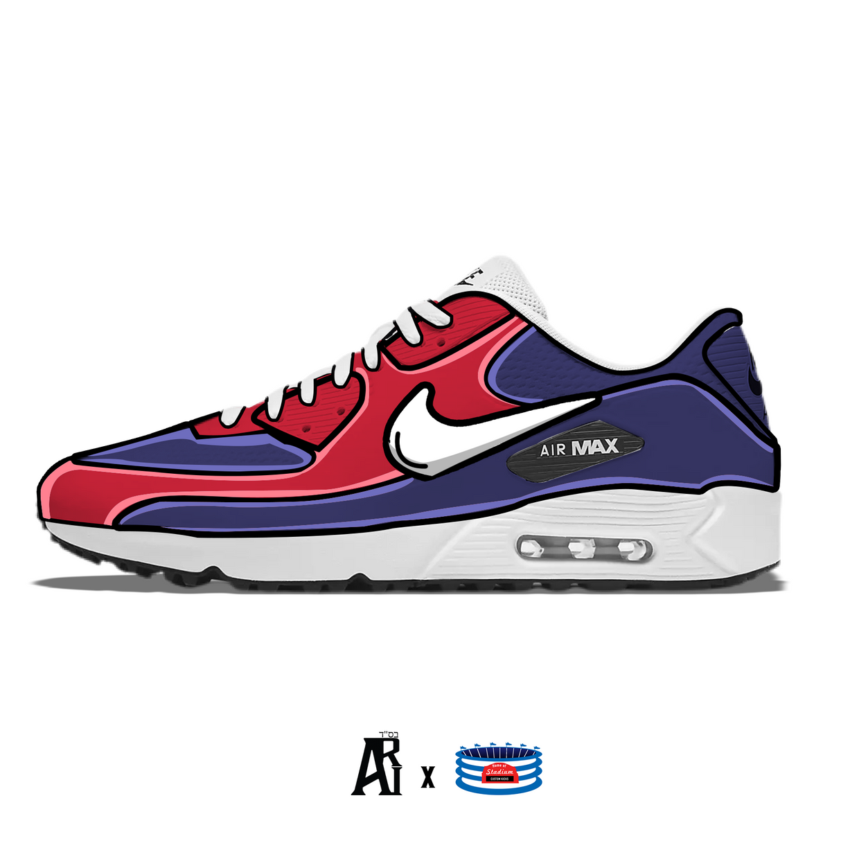 "Cartoon" Nike Air Max 90 G Golf Shoes by Stadium Custom Kicks